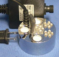 ultrasonic transducer with LED changing color light
